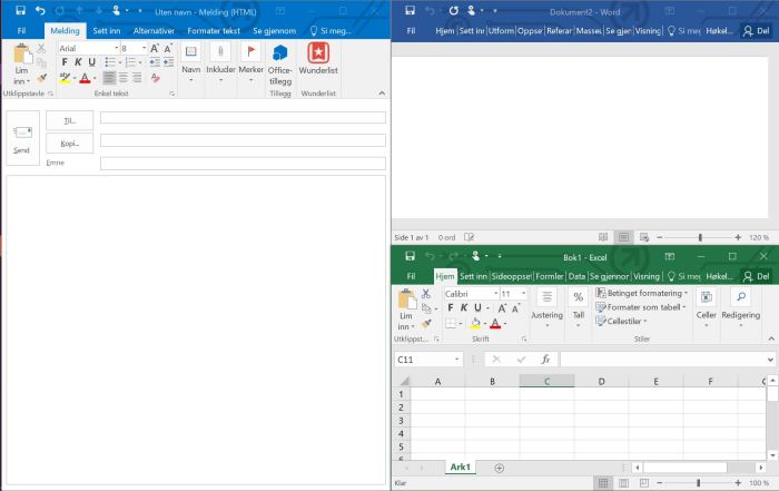 Skjermbilde 3 programmer